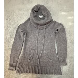 Eddie Bauer Sleepwear Top Womens Small Gray Cowl Neck Sweater Pockets Lounge